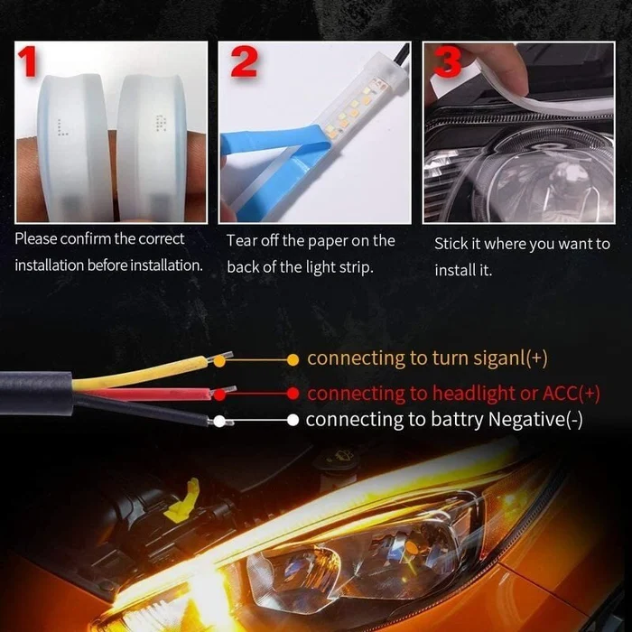 Flexible DRL LED Night & Daytime Running Light Strip (No Disassembling Needed) - Image 12