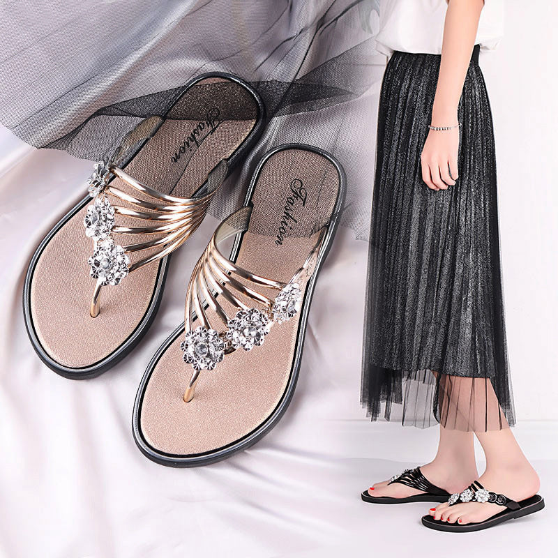 Floral Pattern Cutout Toe Post Flip Flops - Image 5