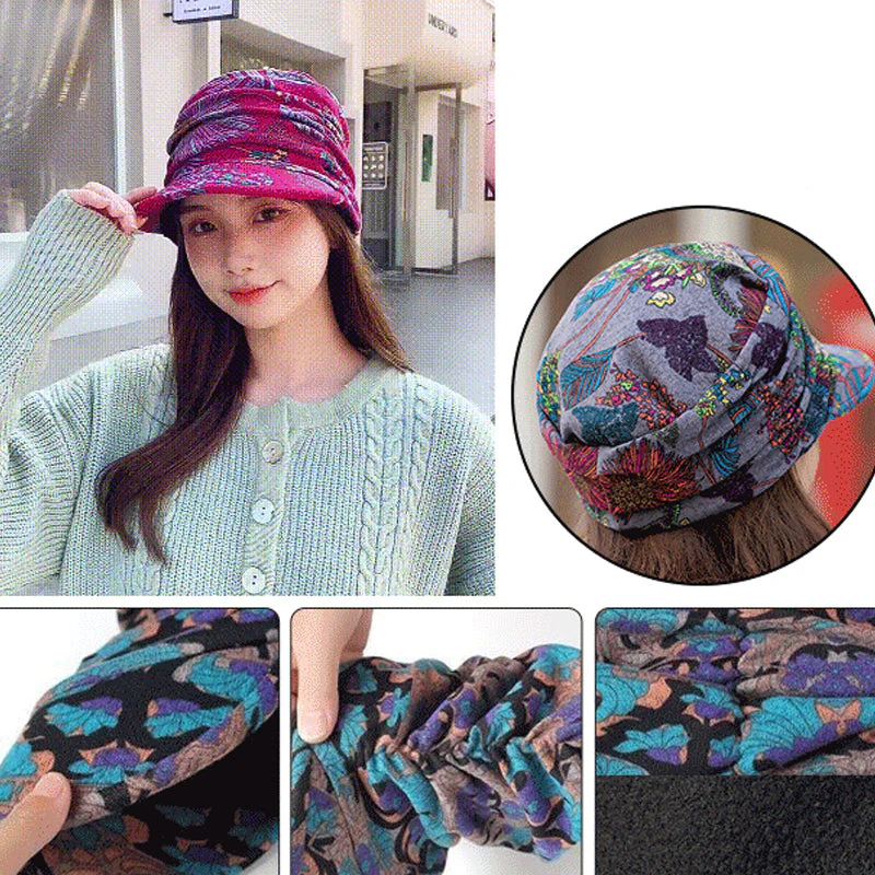 Floral Pleated Short Brim Cap - Image 2