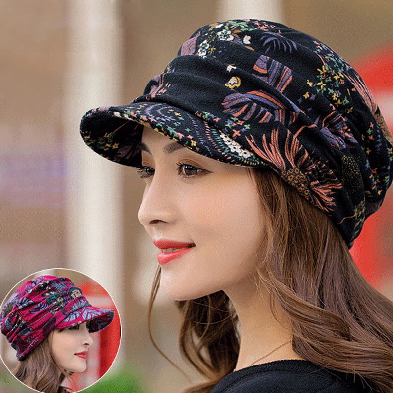 Floral Pleated Short Brim Cap - Image 3