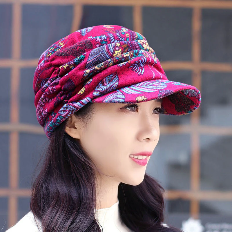 Floral Pleated Short Brim Cap - Image 4