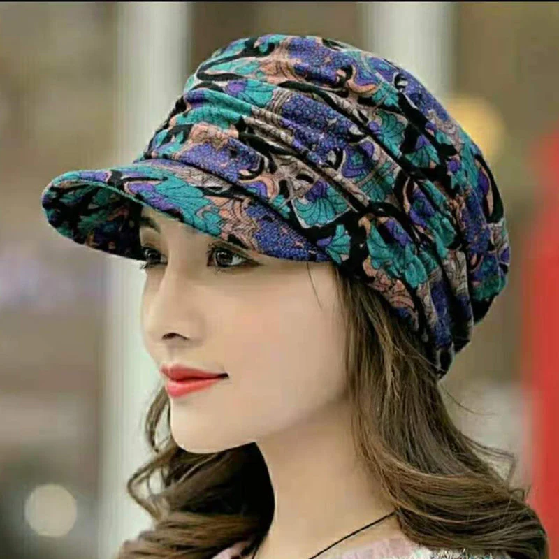 Floral Pleated Short Brim Cap - Image 6