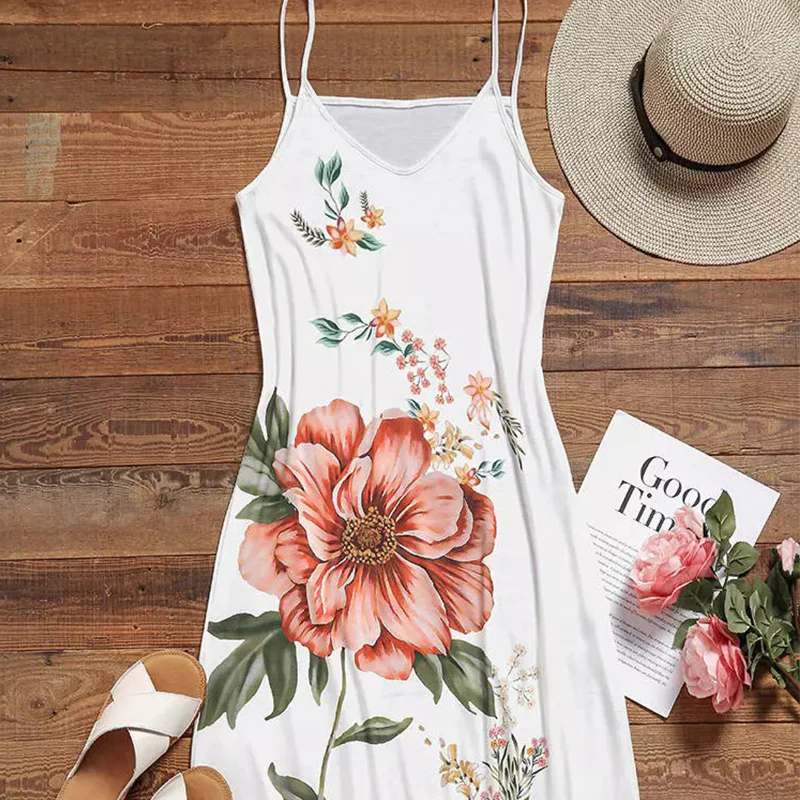 Floral V-Neck Spaghetti Strap Maxi Dress - Image 2