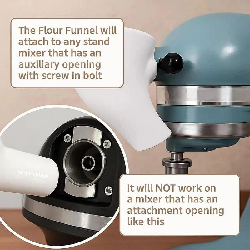 Flour Funnel for Kitchen Aid Stand Mixer - Image 7