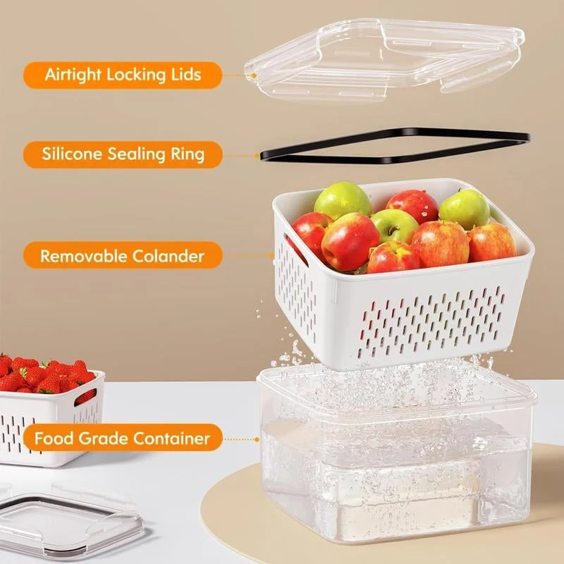 Food Storage Containers for Fridge with Removable Colander - Image 2