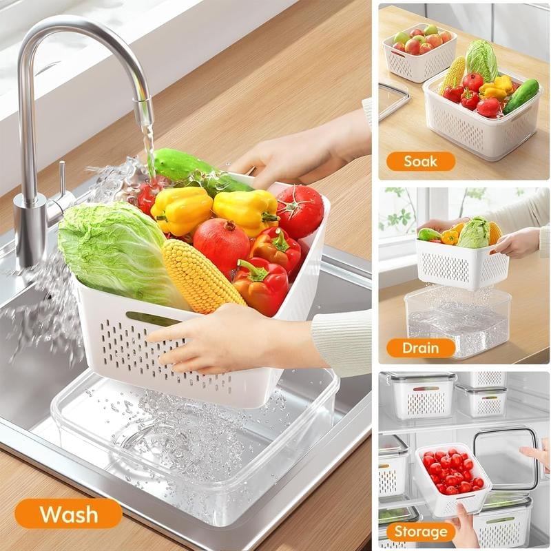 Food Storage Containers for Fridge with Removable Colander - Image 3