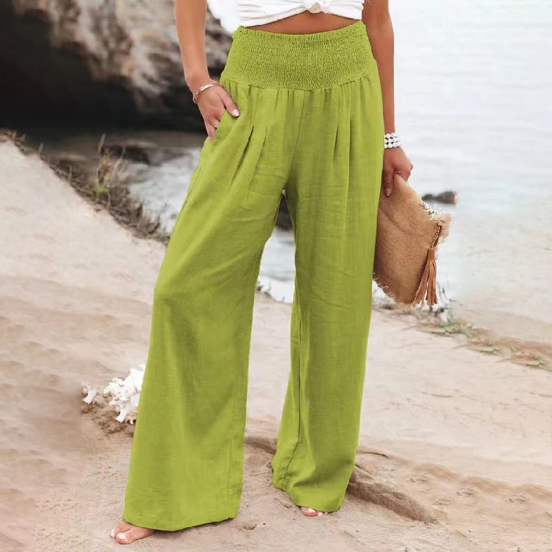 Fresh Air Linen Blend Pocketed Smocked Pants - Image 10