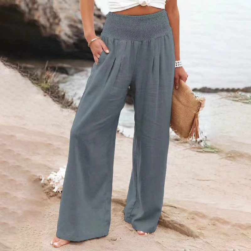 Fresh Air Linen Blend Pocketed Smocked Pants - Image 6