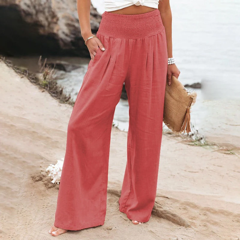 Fresh Air Linen Blend Pocketed Smocked Pants - Image 9