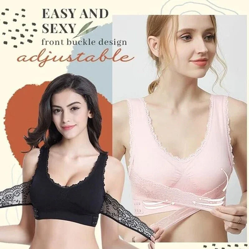 Front Cross Side Buckle Lace Bra - Image 4