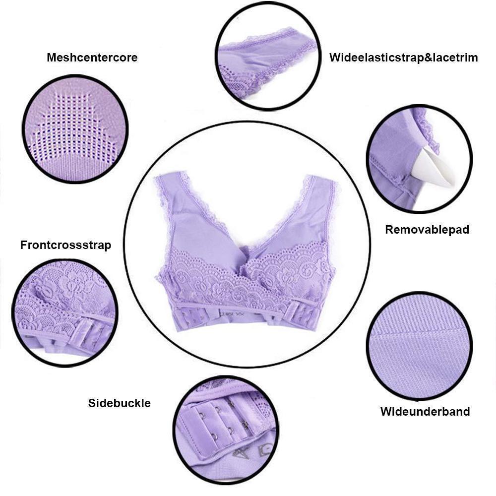 Front Cross Side Buckle Lace Bra - Image 6
