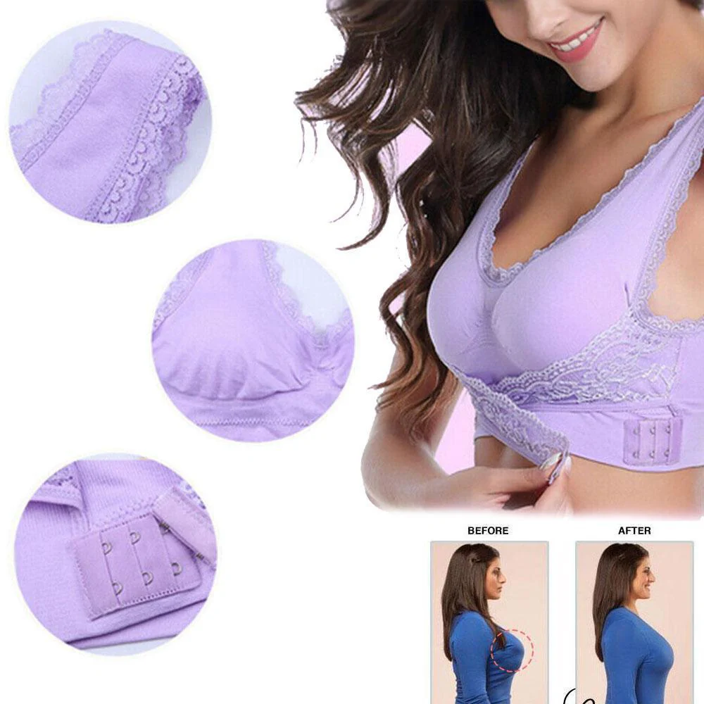 Front Cross Side Buckle Lace Bra - Image 7