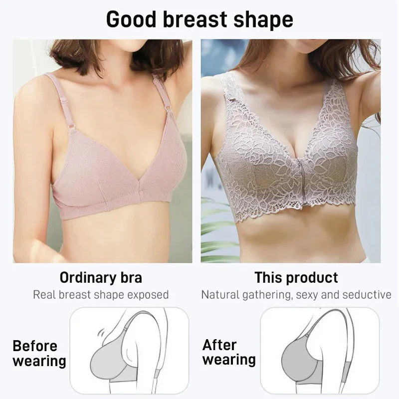 Front Zipper Sexy Lace Bra - Image 8