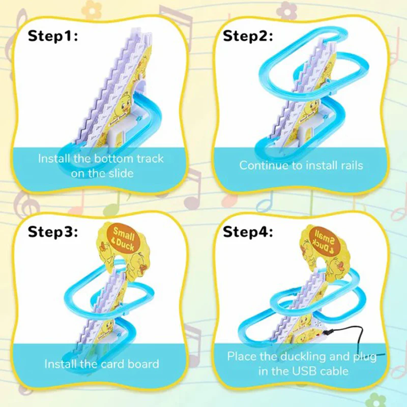 Funny Automatic Stair-Climbing Ducklings Cartoon Race Track Set - Image 4