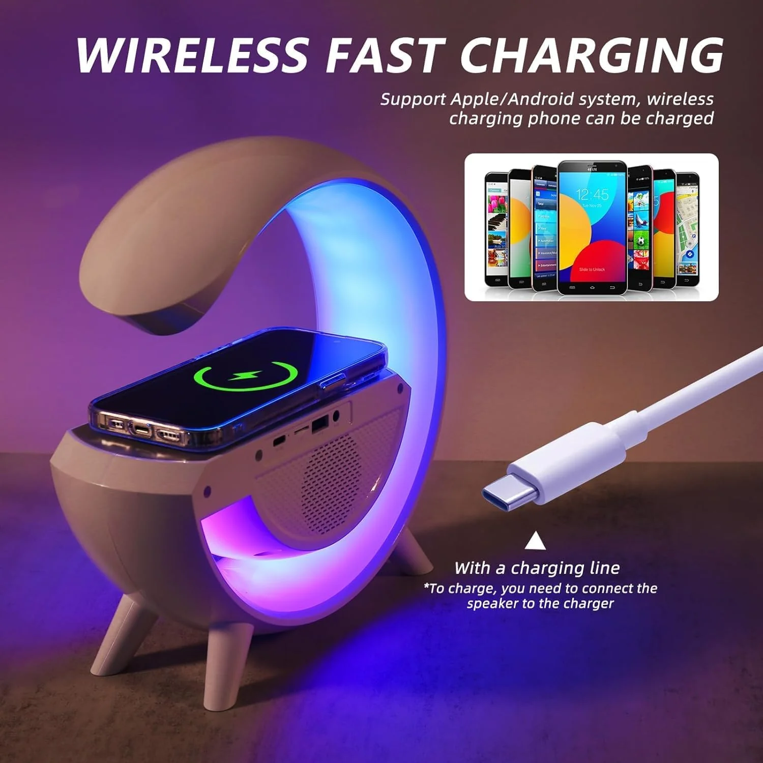 G-shaped Led Wireless Charging Speaker - Image 5