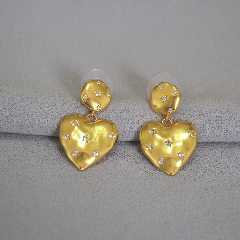 Gold Heart Earrings - Image 2