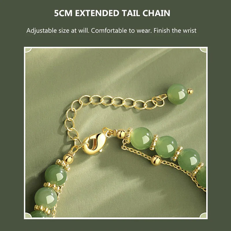 Gold Plated Natural Jade Bracelet - Image 6