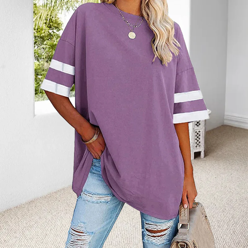 Half-Sleeve Color-Clash T-Shirt - Image 3