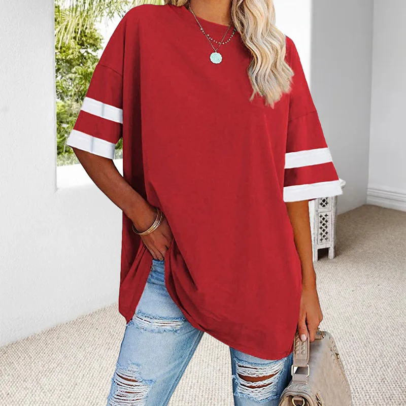 Half-Sleeve Color-Clash T-Shirt - Image 4