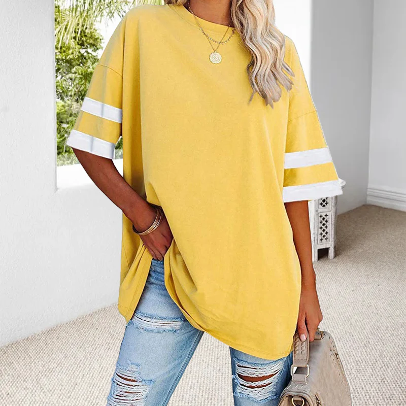 Half-Sleeve Color-Clash T-Shirt - Image 5