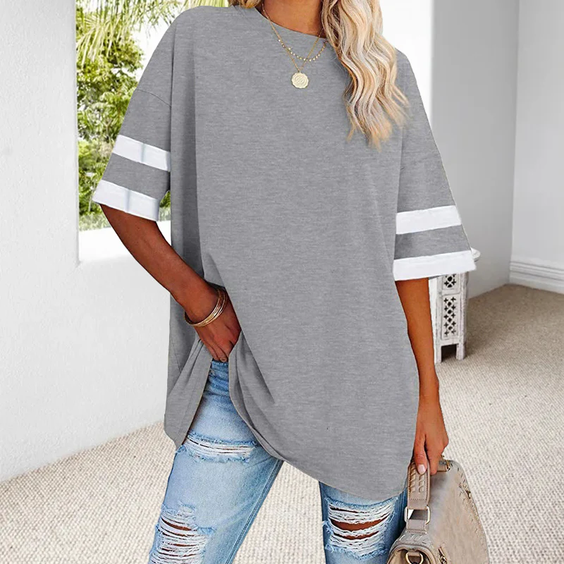 Half-Sleeve Color-Clash T-Shirt - Image 8