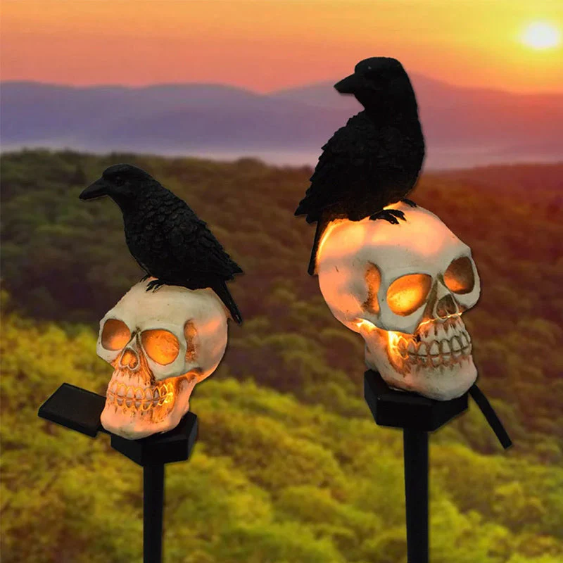 Halloween Solar Skull Crow Decorative Lights - Image 2