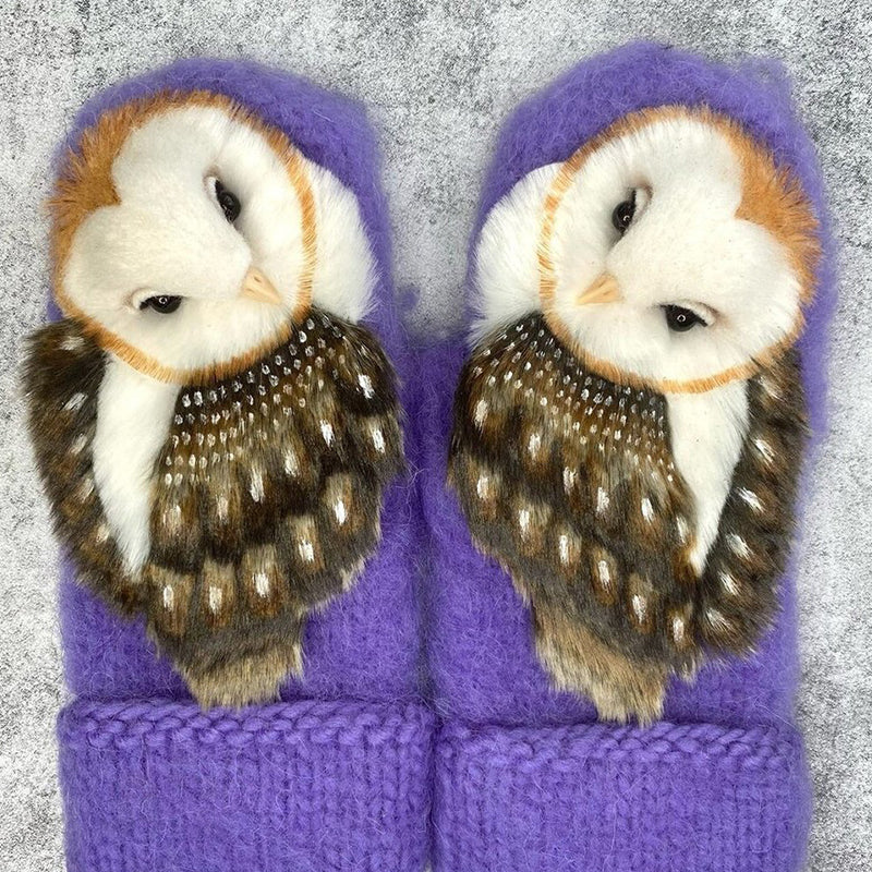 Hand Knitted Wool Nordic Mittens With Owls - Image 6