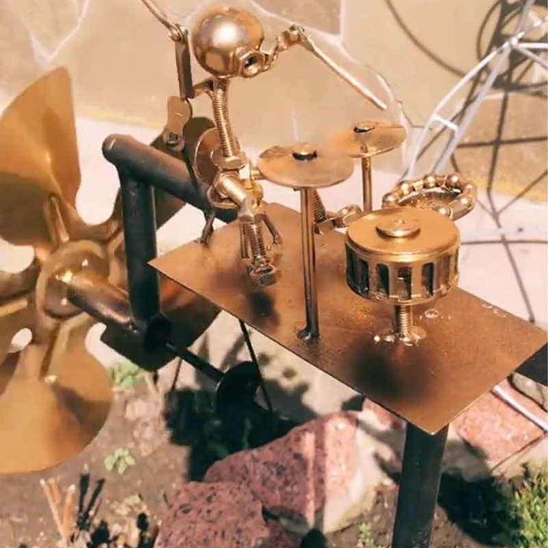 Handmade Metal Drummer Windmill - Image 3