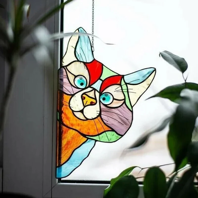 Handmade Stain Cat Suncatcher For Window - Image 5