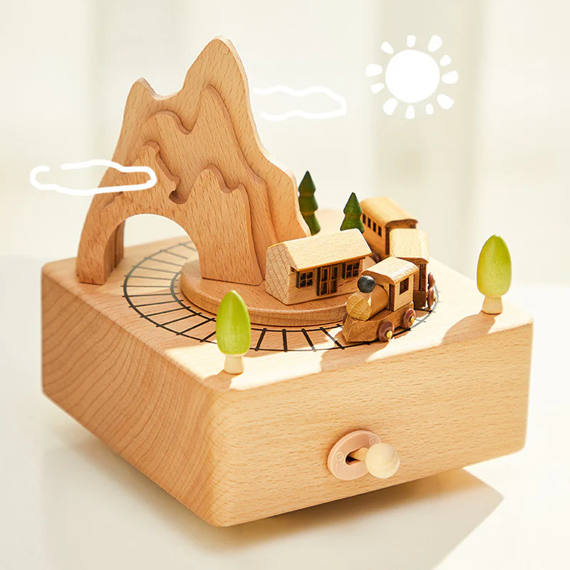 Handmade Wooden Rotating Music Boxes - Image 2