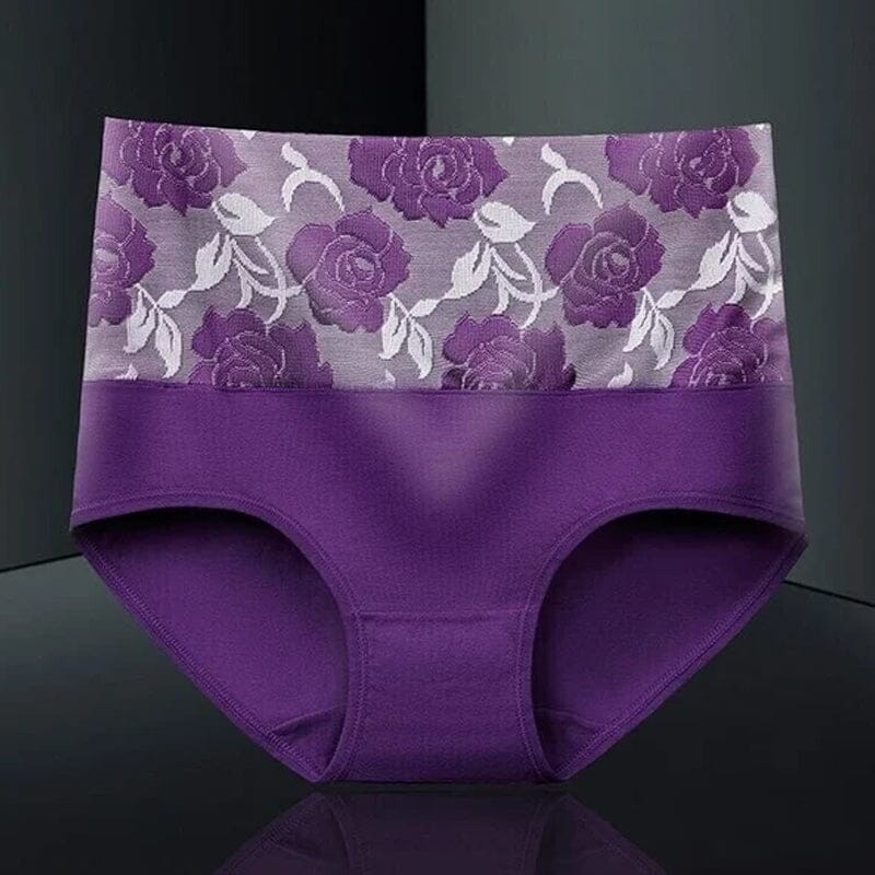 High Waist Cotton Print Flower Briefs - Image 18