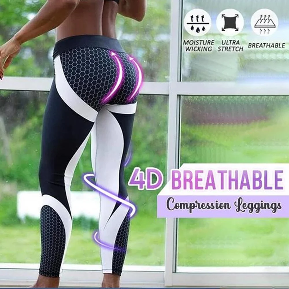 High Waist  Geometric Printed Yoga Pants - Image 3