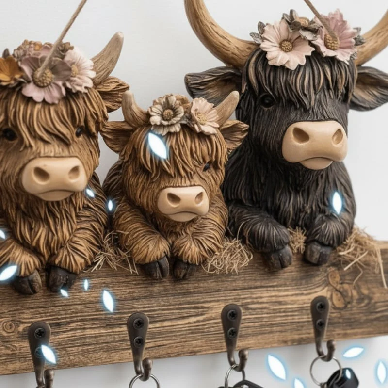 Highland Cow Wooden Key Holder Decor - Image 11