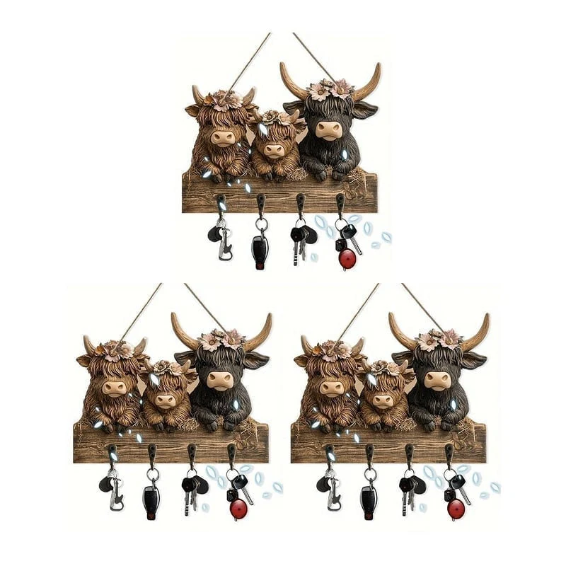 Highland Cow Wooden Key Holder Decor - Image 14