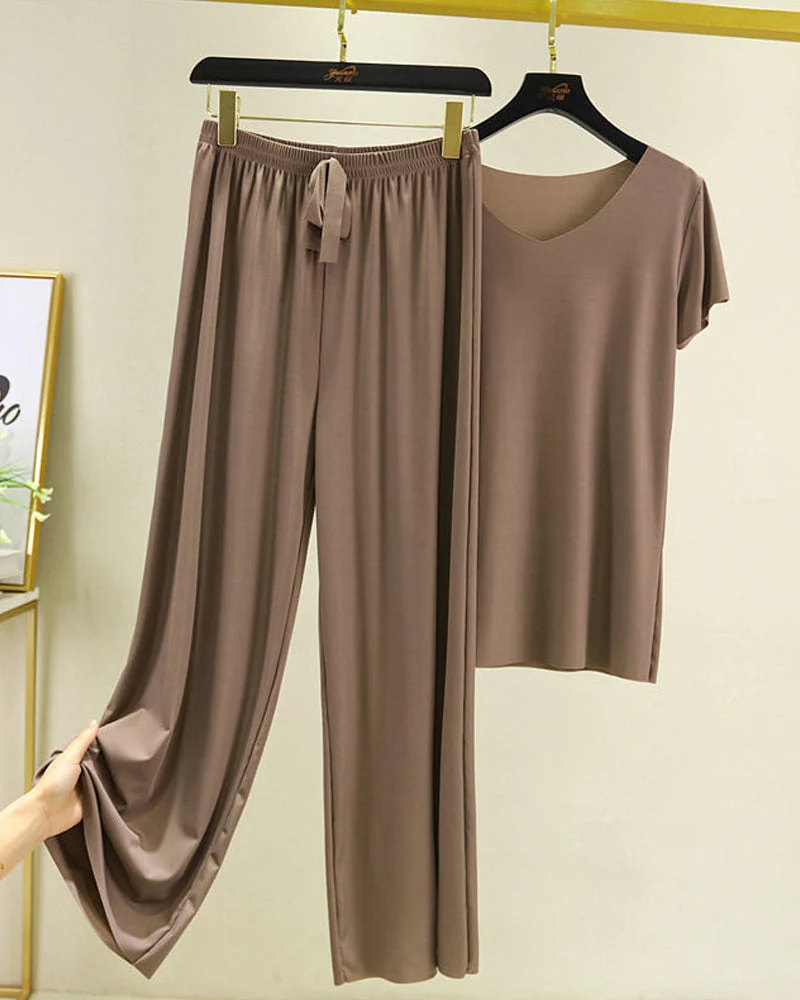 Ice Silk Pajama Two-piece Set - Image 13