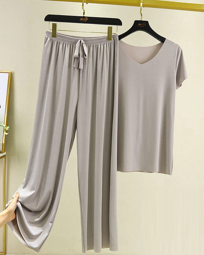 Ice Silk Pajama Two-piece Set - Image 14