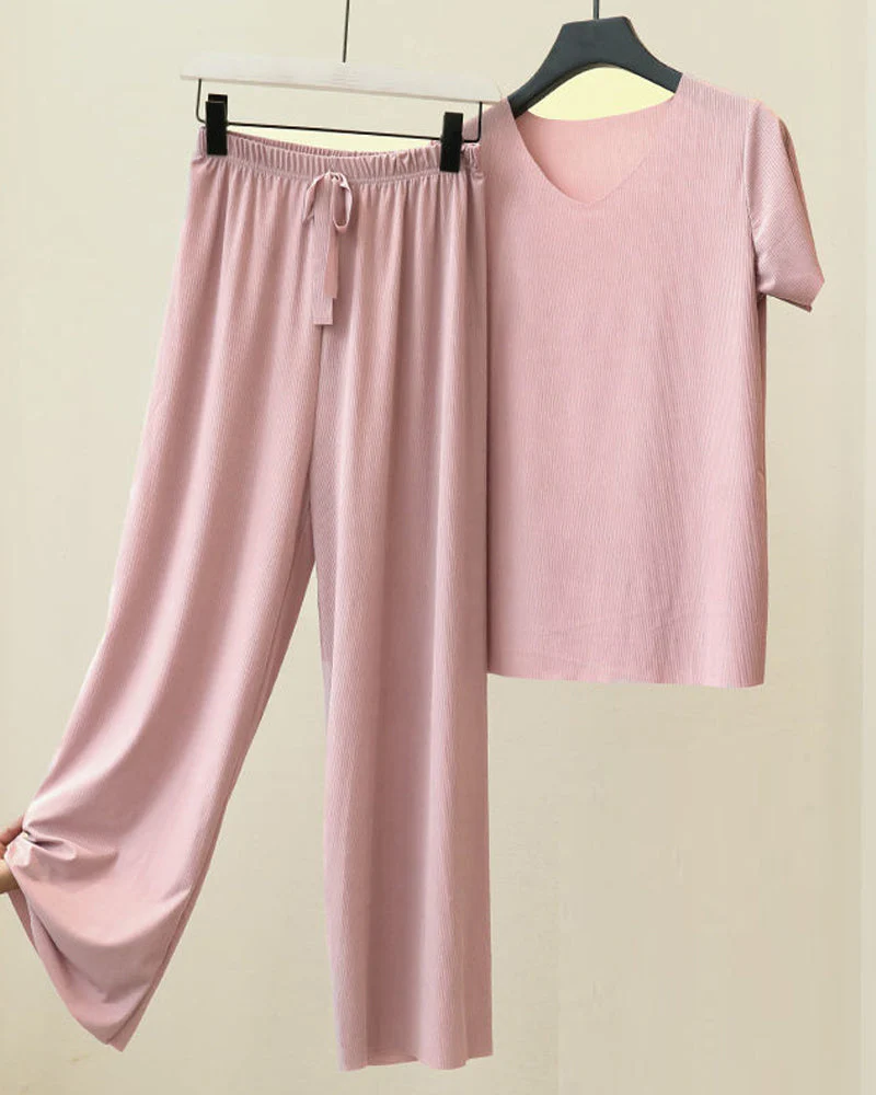 Ice Silk Pajama Two-piece Set - Image 15