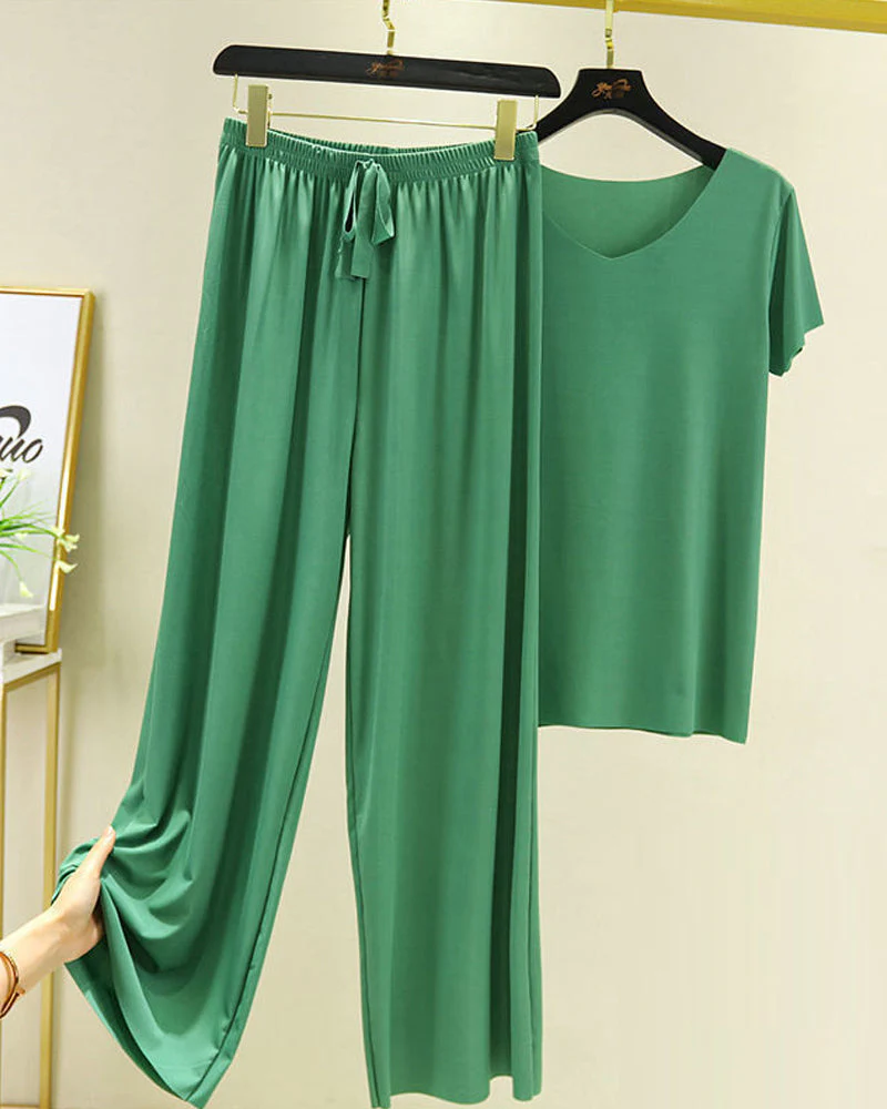 Ice Silk Pajama Two-piece Set - Image 16