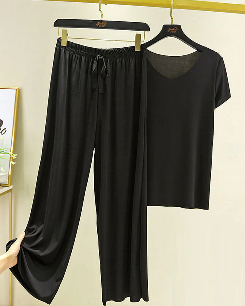Ice Silk Pajama Two-piece Set - Image 18