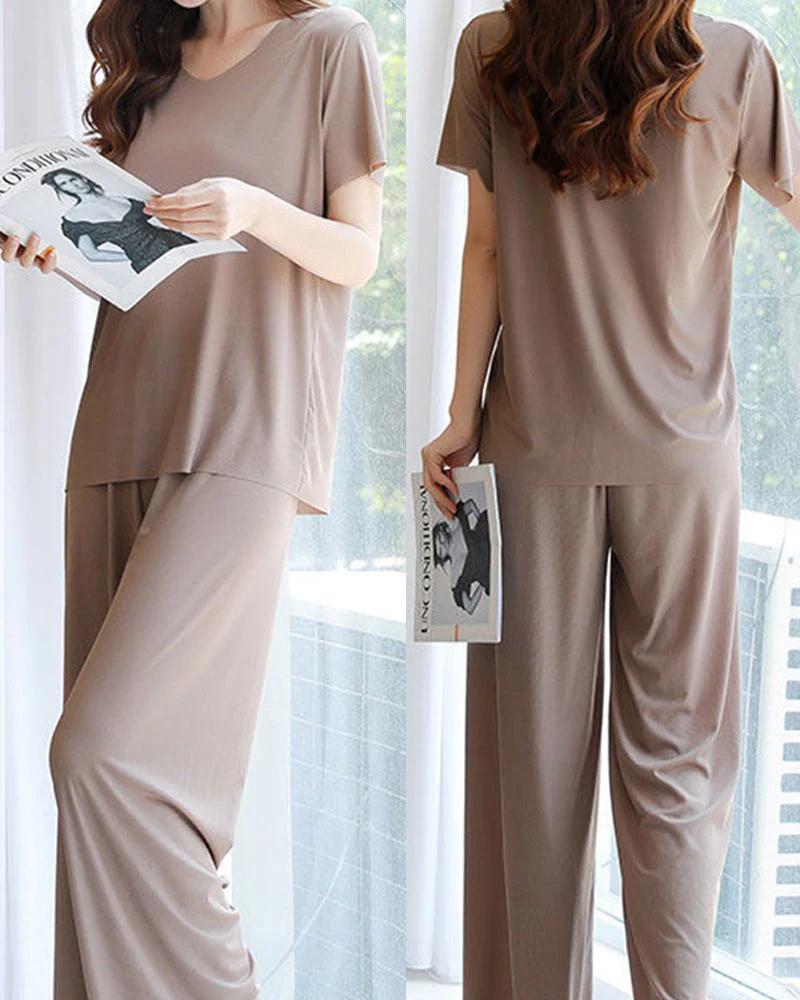 Ice Silk Pajama Two-piece Set - Image 2