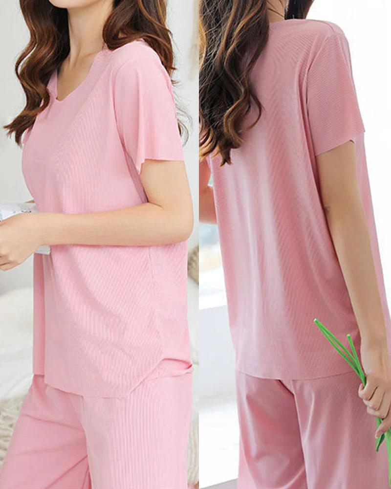 Ice Silk Pajama Two-piece Set - Image 3