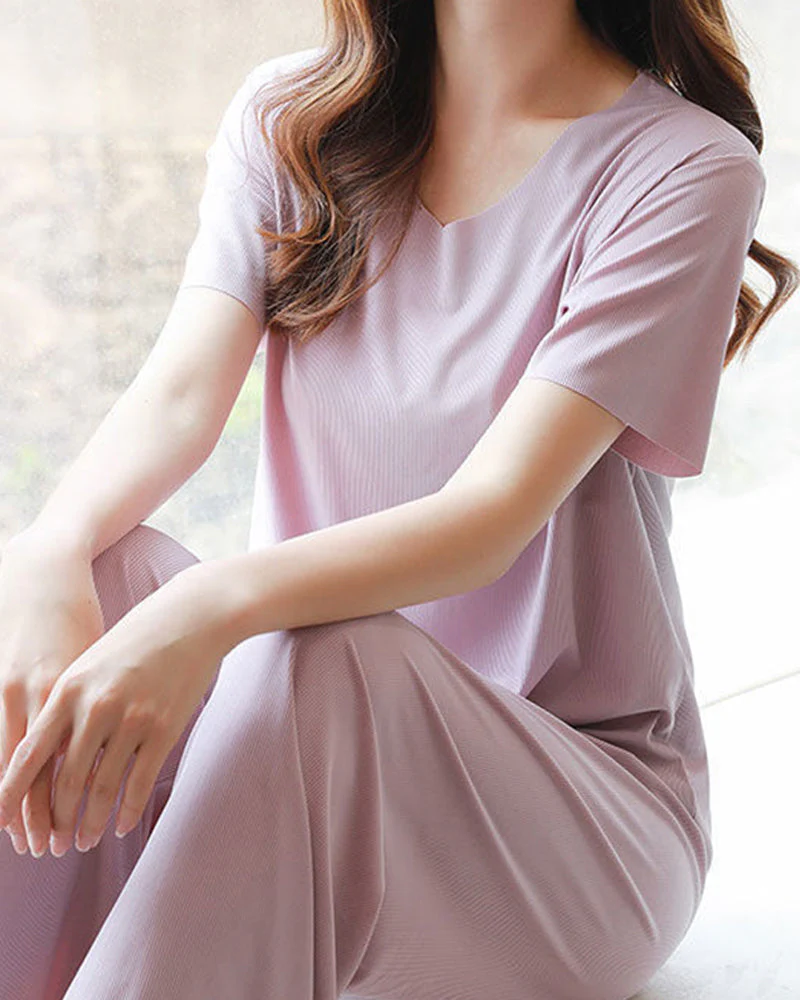 Ice Silk Pajama Two-piece Set - Image 6
