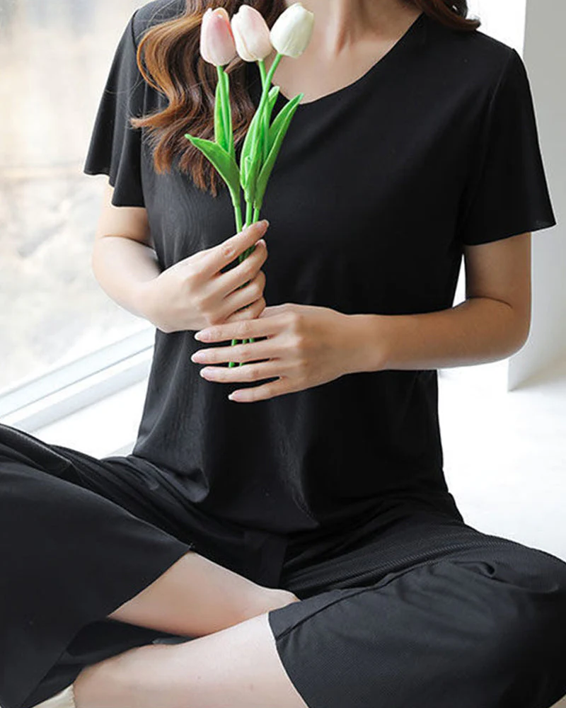Ice Silk Pajama Two-piece Set - Image 9