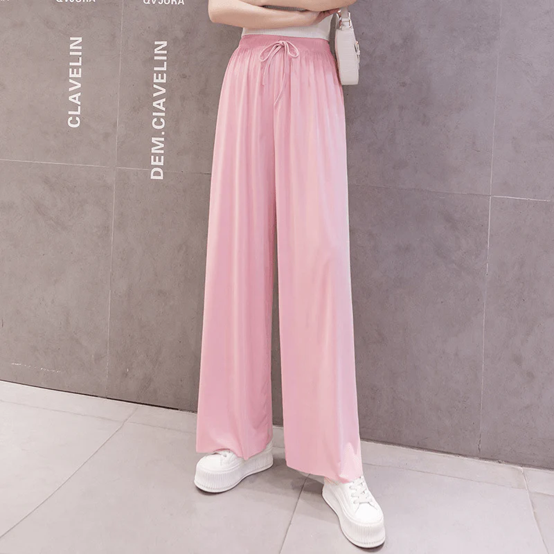 Ice Silk Wide Leg Women's Pants - Image 20