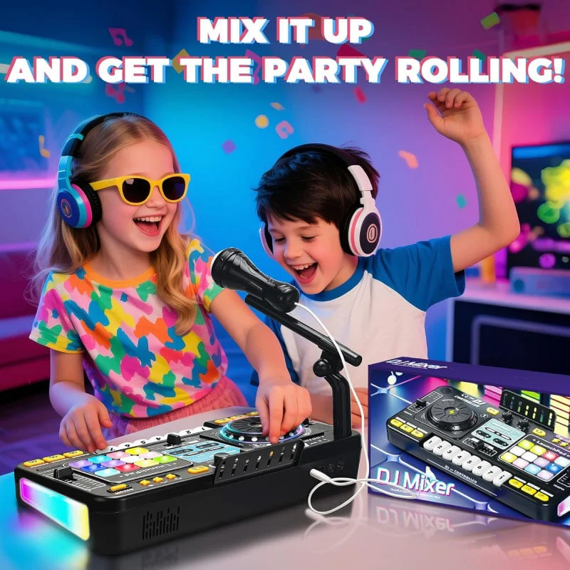 Kids DJ Mixer Table With Microphone - Image 10