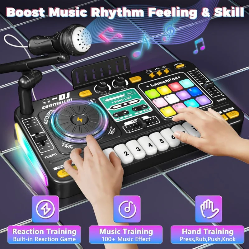 Kids DJ Mixer Table With Microphone - Image 3