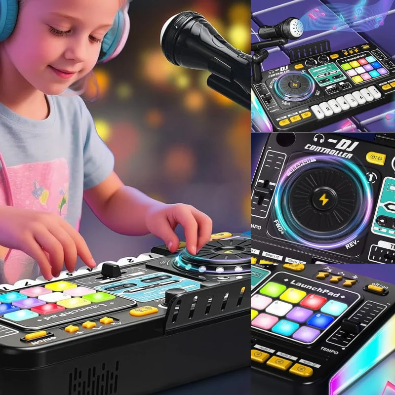 Kids DJ Mixer Table With Microphone - Image 4