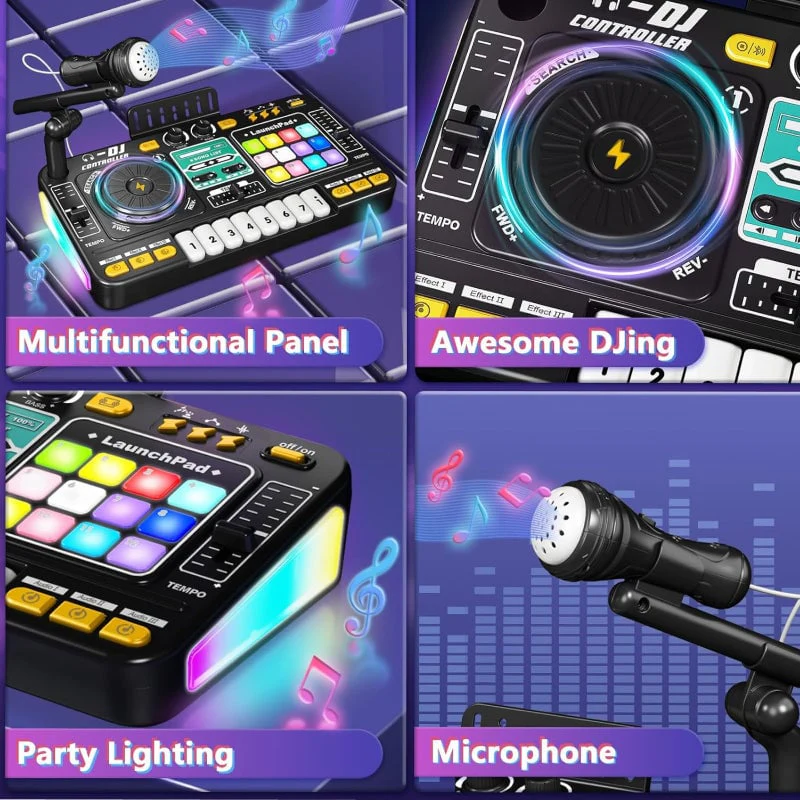 Kids DJ Mixer Table With Microphone - Image 7