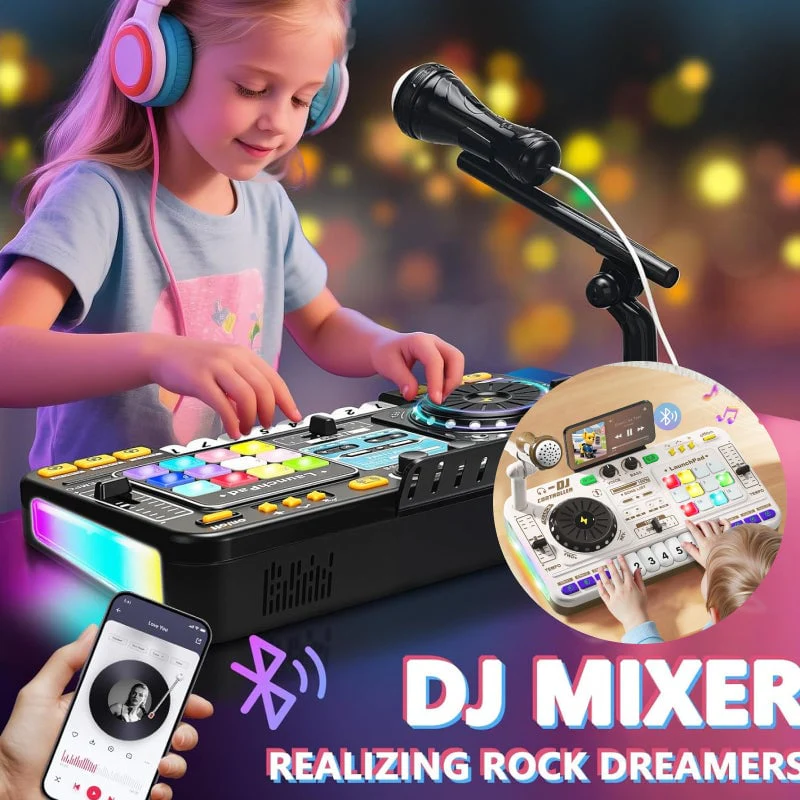 Kids DJ Mixer Table With Microphone - Image 8