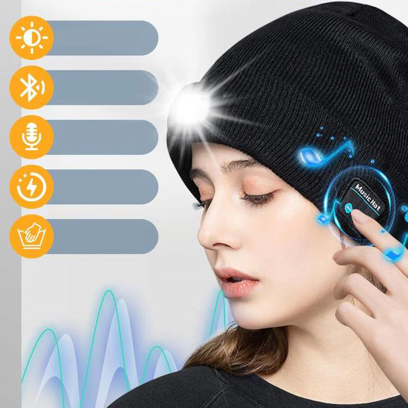 LED Bluetooth Beanie with Detachable Speakers - Image 3